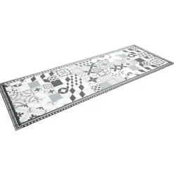 Tapis vinyle motif carreau de ciment rouge et beige 70x190cm