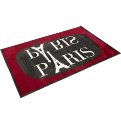 Tapis viscose design Paris rouge blanc et gris