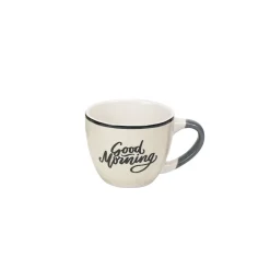 Tasse à expresso porcelaine vert avec inscription "Good Morning" 9 cl