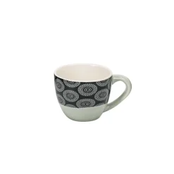 Tasse à expresso porcelaine motif rosace noir blanc 9 cl