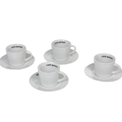Tasse expresso et sous tasse café bistrot blanc x 4