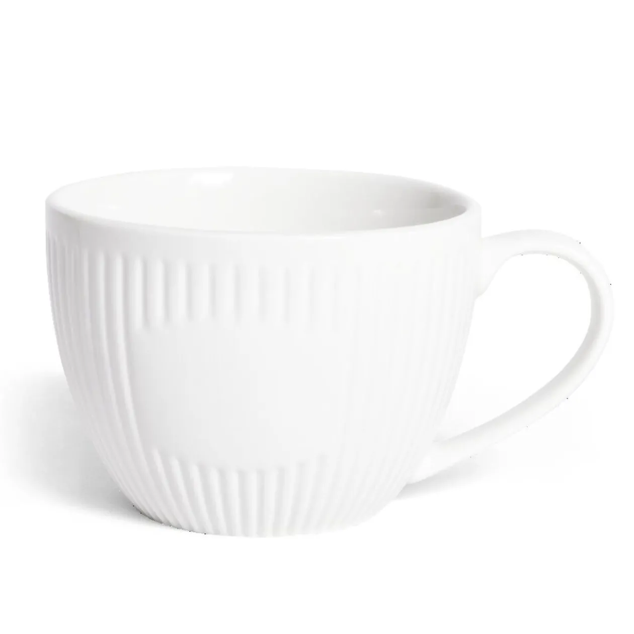 Tasse porcelaine 42cl strie embossée blanche