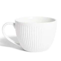 Tasse porcelaine 42cl strie embossée blanche