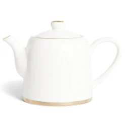Théière 1L faïence blanc et doré Ø12xH15xm