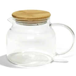 Théière transparente 640ml couvercle en bois