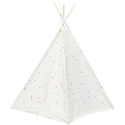 Tipi Flower polyester blanc à pois - L120xP120xH160 cm