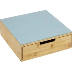 Tiroir à dosettes en bambou avec plateau en verre