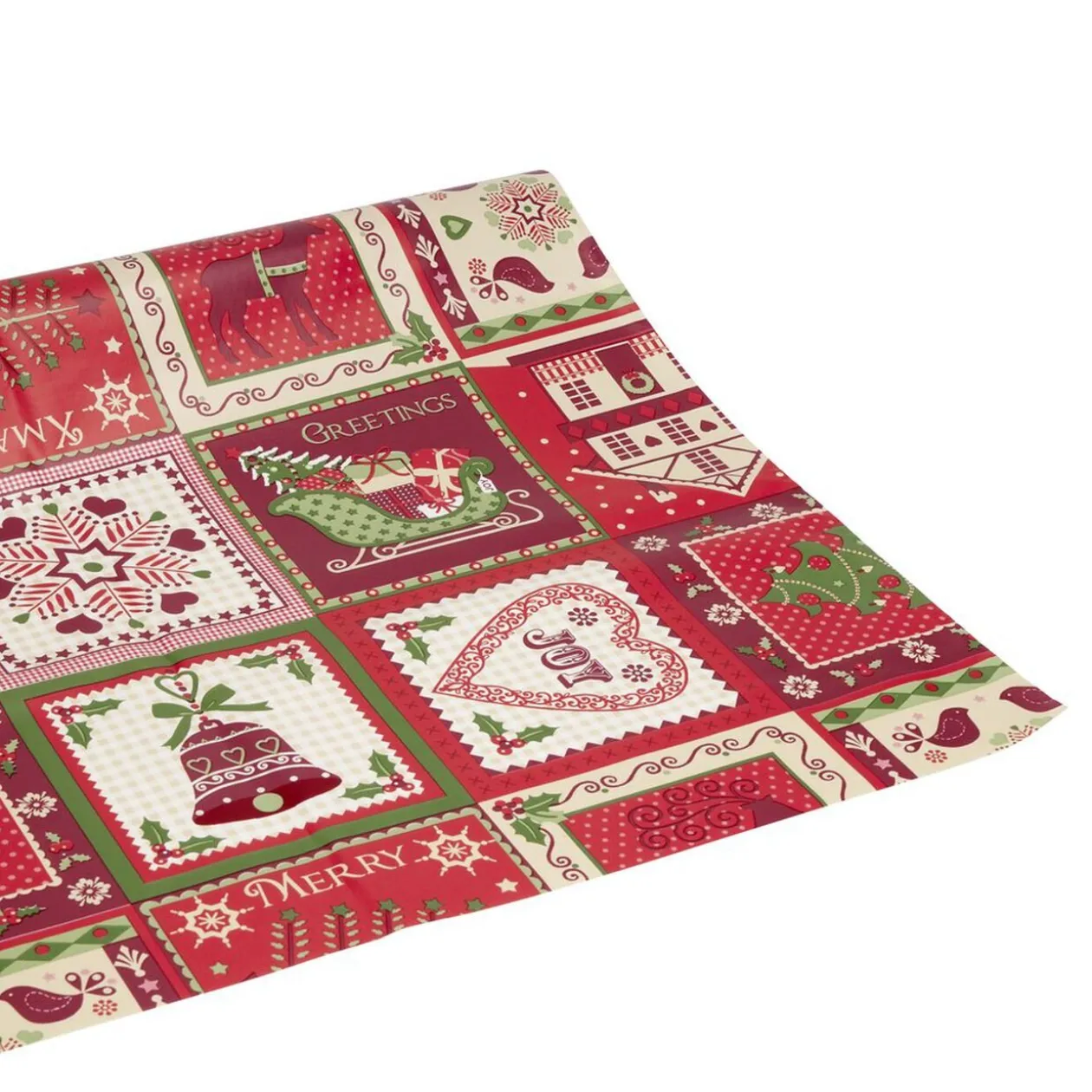 Toile cirée motifs chalets rouge 140cm