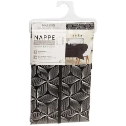 Toile cirée rectangulaire imprimée fleur pvc noir et blanc