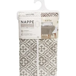 Toile cirée rectangulaire imprimée pvc blanc et taupe