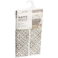 Toile cirée rectangulaire imprimée pvc blanc et taupe