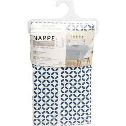 Toile cirée rectangulaire imprimée géométrique pvc blanc et bleu