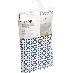 Toile cirée rectangulaire imprimée géométrique pvc blanc et bleu