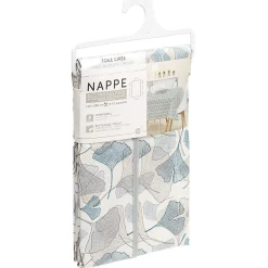 Toile cirée rectangulaire imprimée fleur pvc bleu et blanc