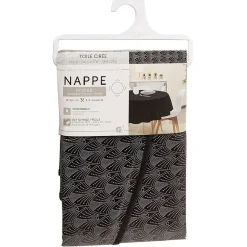 Toile cirée ronde imprimée pvc noir Ø160 cm