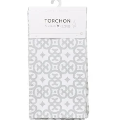 Torchon blanc à motifs gris design romantique x3
