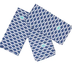 Torchon bleu et blanc motifs poissons x3