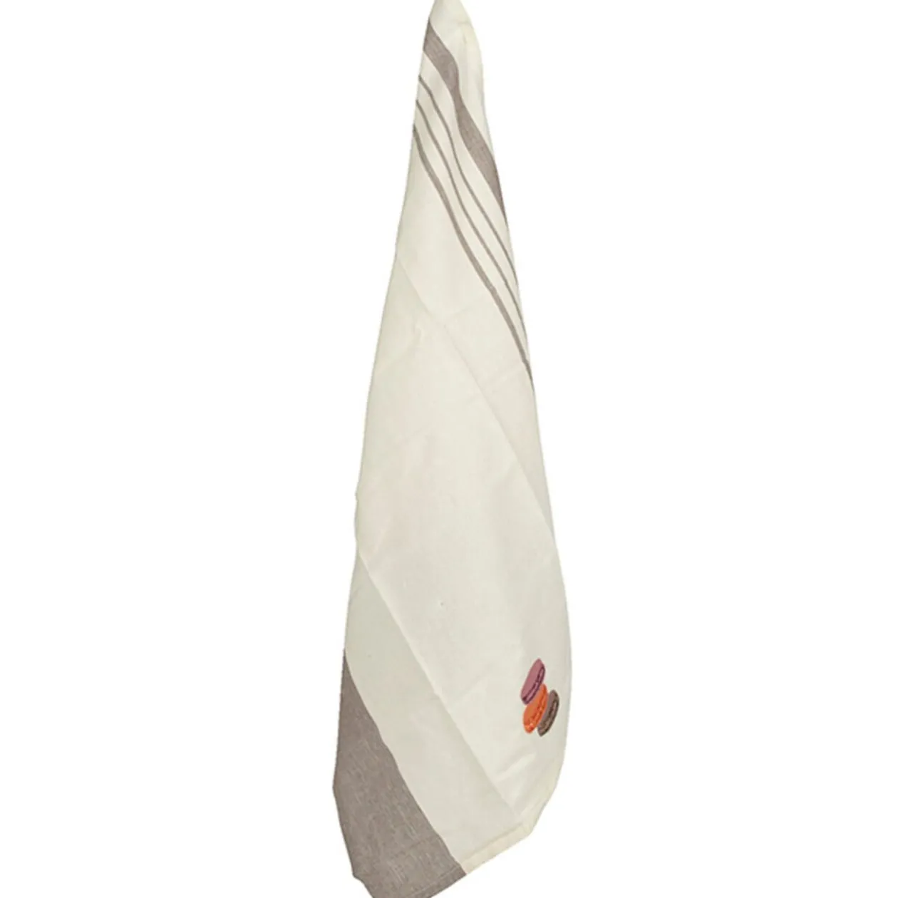 Torchon brodé design macarons