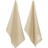 Torchon brodé La cuisine du Bistrot beige x2 - 100% coton 45x70cm