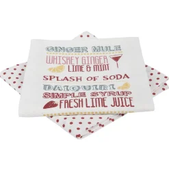 Torchon coton motif recette cocktail x 2