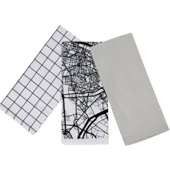 Torchon de cuisine blanc et noir x 3