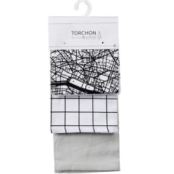 Torchon de cuisine blanc et noir x 3
