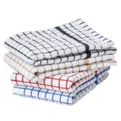 Torchon de cuisine blanc à carreaux x 4