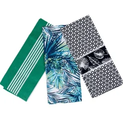 Torchon de cuisine design tropical géométrique x 3