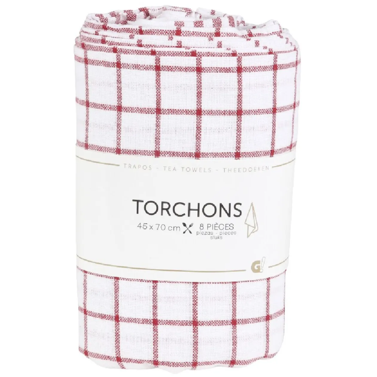 Torchon de cuisine motif carreaux l45xL70 cm x8