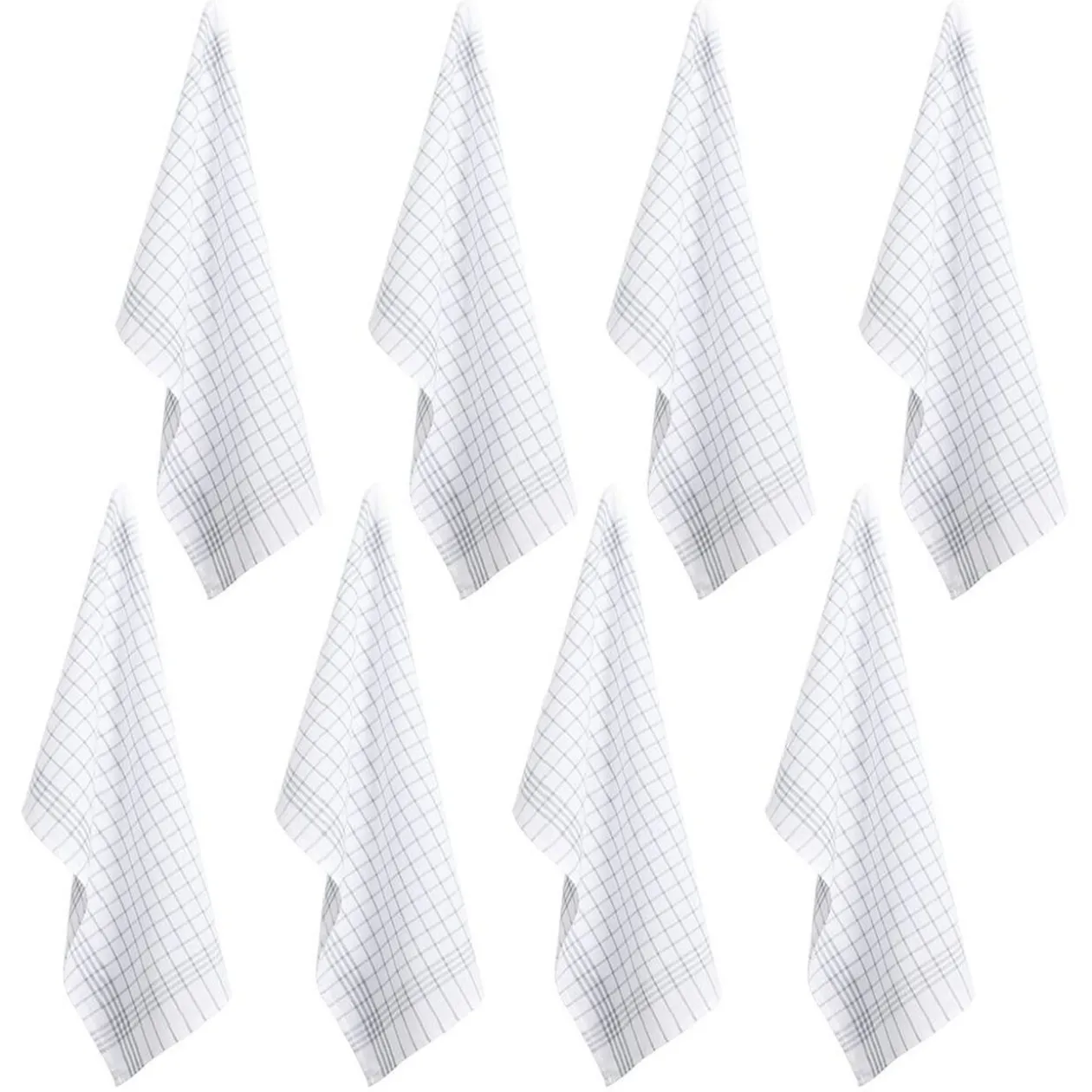 Torchon de cuisine motifs carreaux x8 - 100% coton 45x70cm