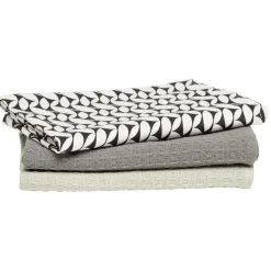 Torchon imprimé et uni x 3