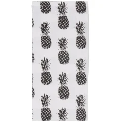 Torchon motifs ananas jaune blanc et noir x3