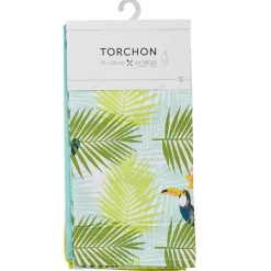 Torchon multicolore design tropical x3