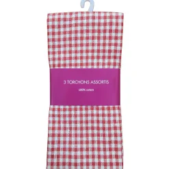 Torchon multicolore 45x65cm 100% coton x3