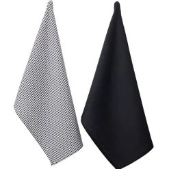Torchon noir et blanc x2 - 100% coton 45x70cm
