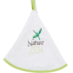 Torchon rond blanc et vert