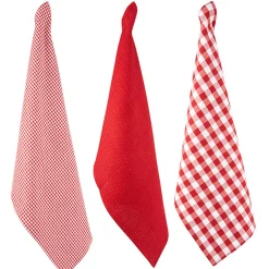 Torchon rouge blanc x3