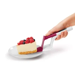 Tranche pelle à tarte Metaltex avec poussoir blanc et rouge