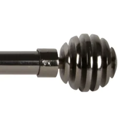 Tringle à rideau extensible 120-210 cm embout boule strié noir