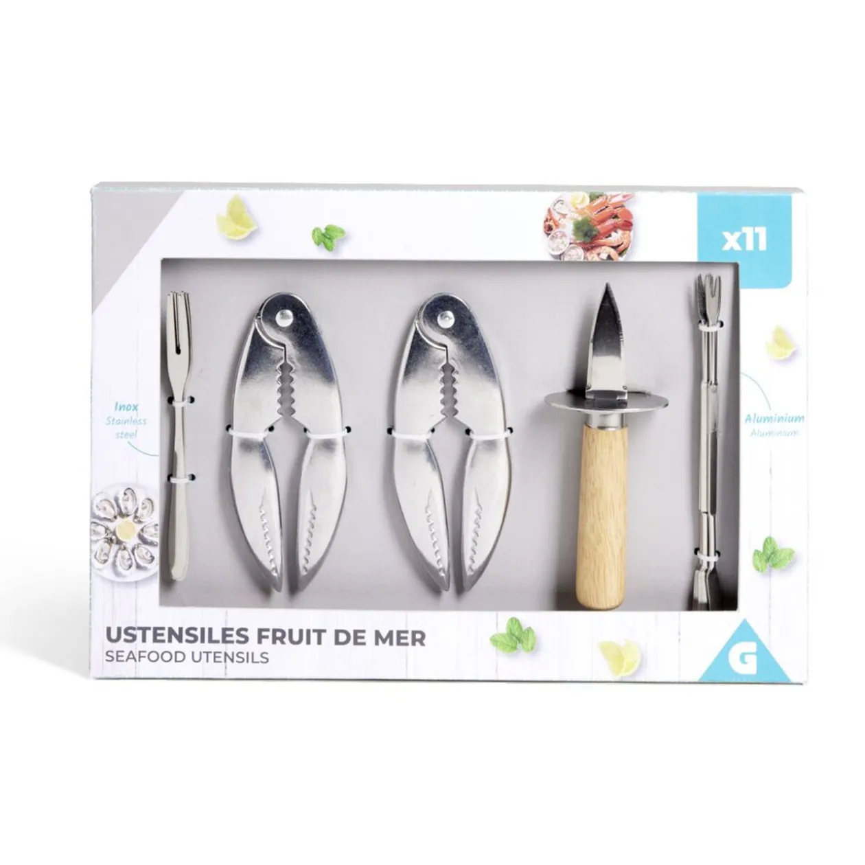 Ustensile pour fruit de mer 11 pièces