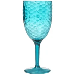Verre à pied plastique bleu martelé