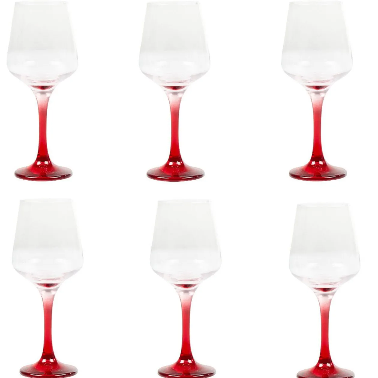 Verre à vin pied rouge translucide x6