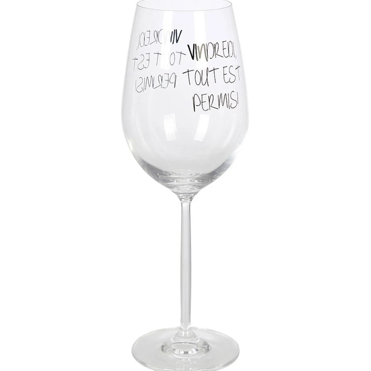 Verre à vin XL sur pied inscription Vendredi tout est permis ! 75 cl