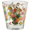 Verre bas style tropical motif fruits et flamant rose 25cl