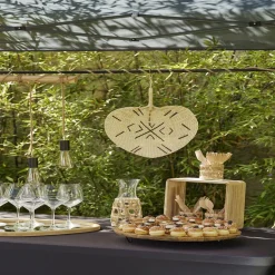 Verre bas transparent avec raphia Ø8xH9cm