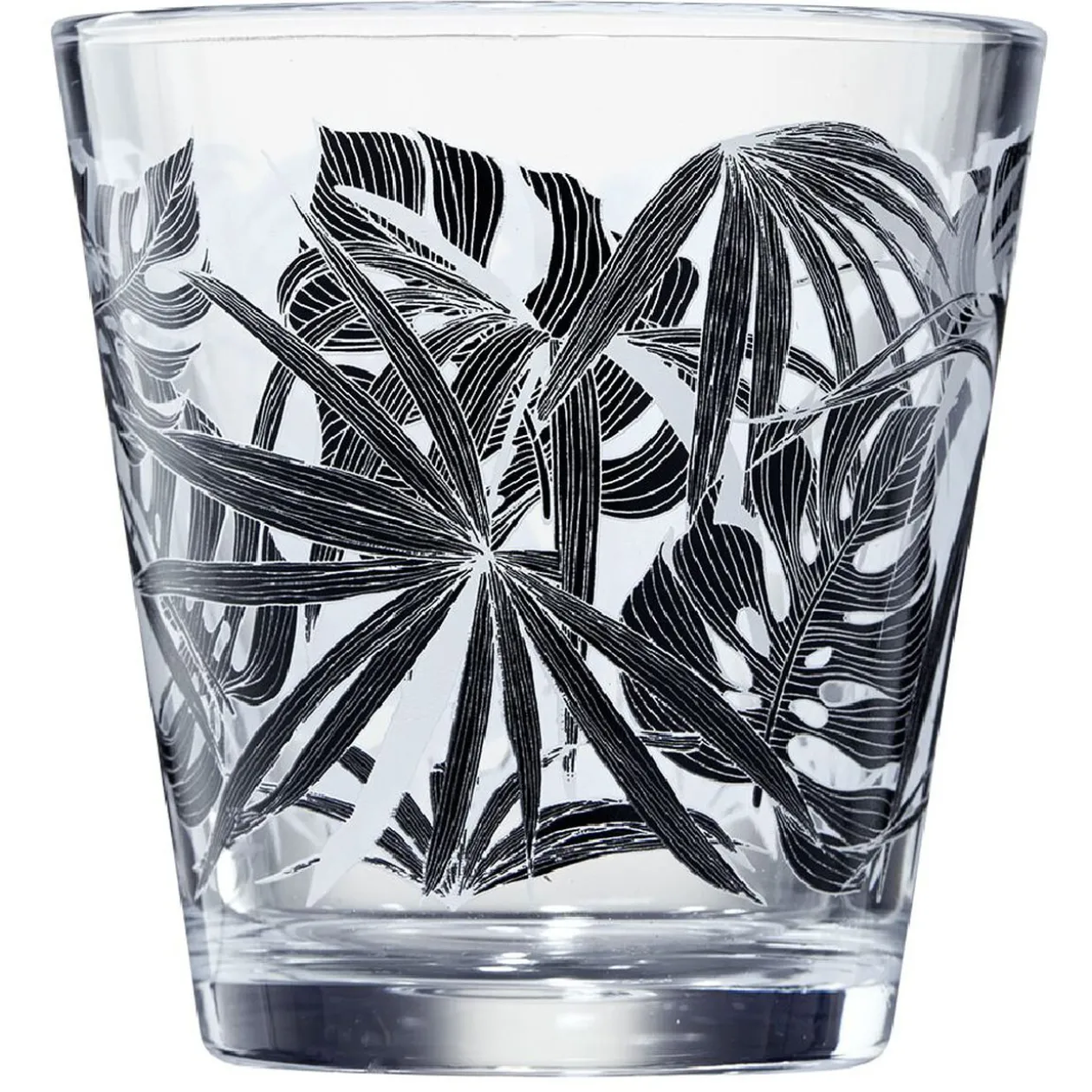 Verre conique bas motif feuillage 25,5 cl x3