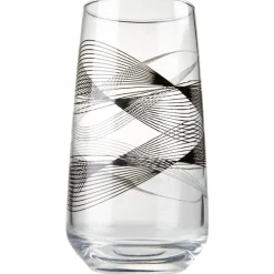 Verre haut transparent motif graphisme ligne noire 48 cl
