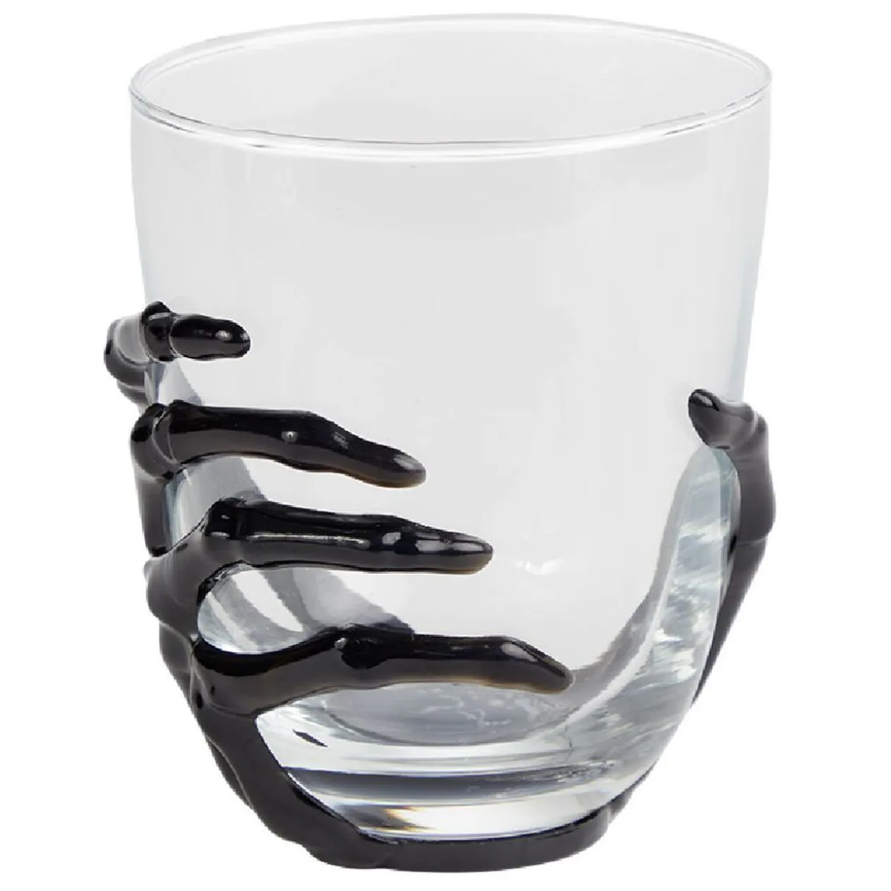 Verre main squelette Halloween noir transparent