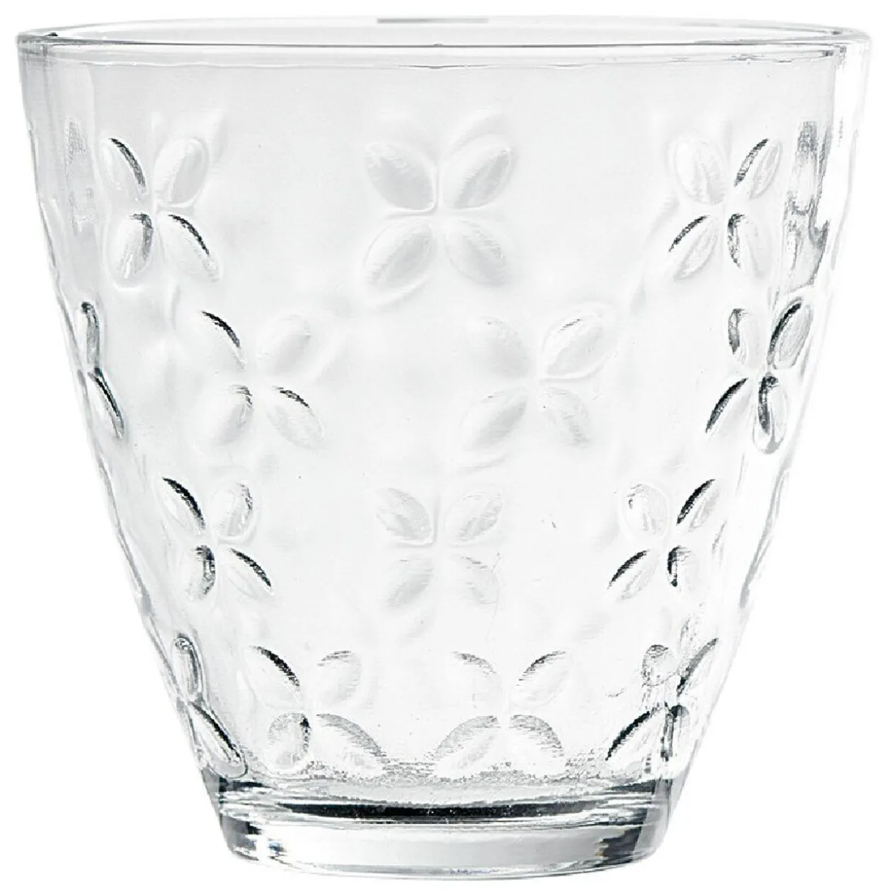 Verre transparent motif relief fleur x12