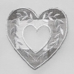 Vitrage à passant motif coeur et vichy blanc et gris x2